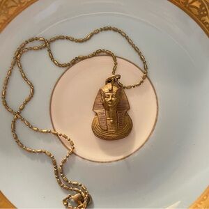 Vintage King Tut Egyptian Revival Pendant Necklace